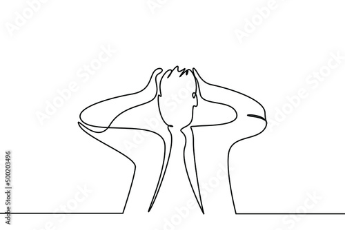 sad stressed shocked person thinks and goes into unhappy mode