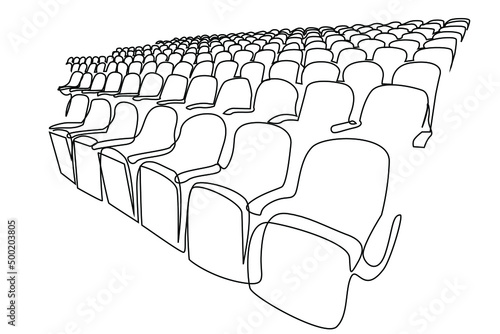 collective seating seats side-by-side and back-to-back. Seat arrangement and empty seats for events such as cinema, opera, theater, conference