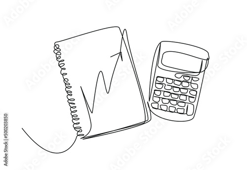 top view of a design with notepad and calculator