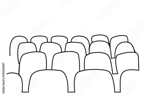 collective seating seats side-by-side and back-to-back. Seat arrangement and empty seats for events such as cinema, opera, theater, conference