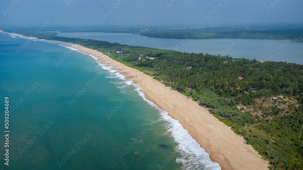 Boundless beach and lake from a bird's eye view