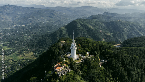 Ambuluwawa Biodiversity Complex. Sri Lanka. Temple on top of a mountain with a spiral staircase. photo