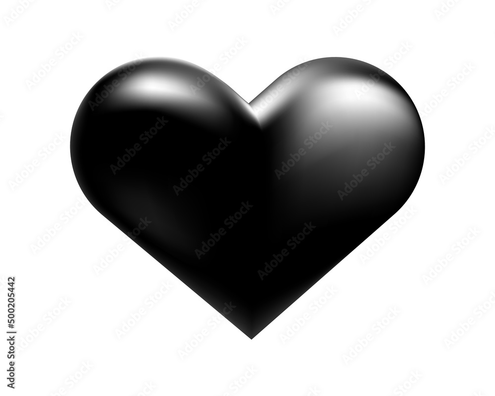 Black 3d heart isolated on a white background. Vector illustration.Decorative design element for a postcard, banner, website. Black 3d heart isolated on a white background. Vector illustration.Decorative design element for a postcard, banner, website.