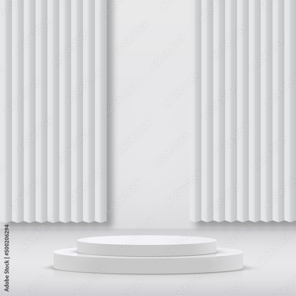 Obraz premium Abstract background with white podium for presentation. Vector