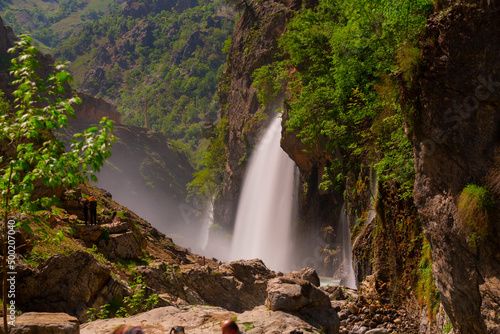 Unique Kapuzbasi Waterfalls in Aladaglar National Park, Tuaruz Mountains of Turkey in spring day photo