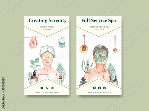Instagram template with spa therapy concept,watercolor style © photographeeasia