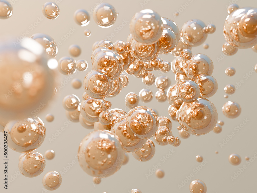 3d render of golden collagen drops, serum or vitamins for skin care and treatment. Abstract chemical background 3d render of golden collagen drops, serum or vitamins for skin care and treatment. Abstract chemical background