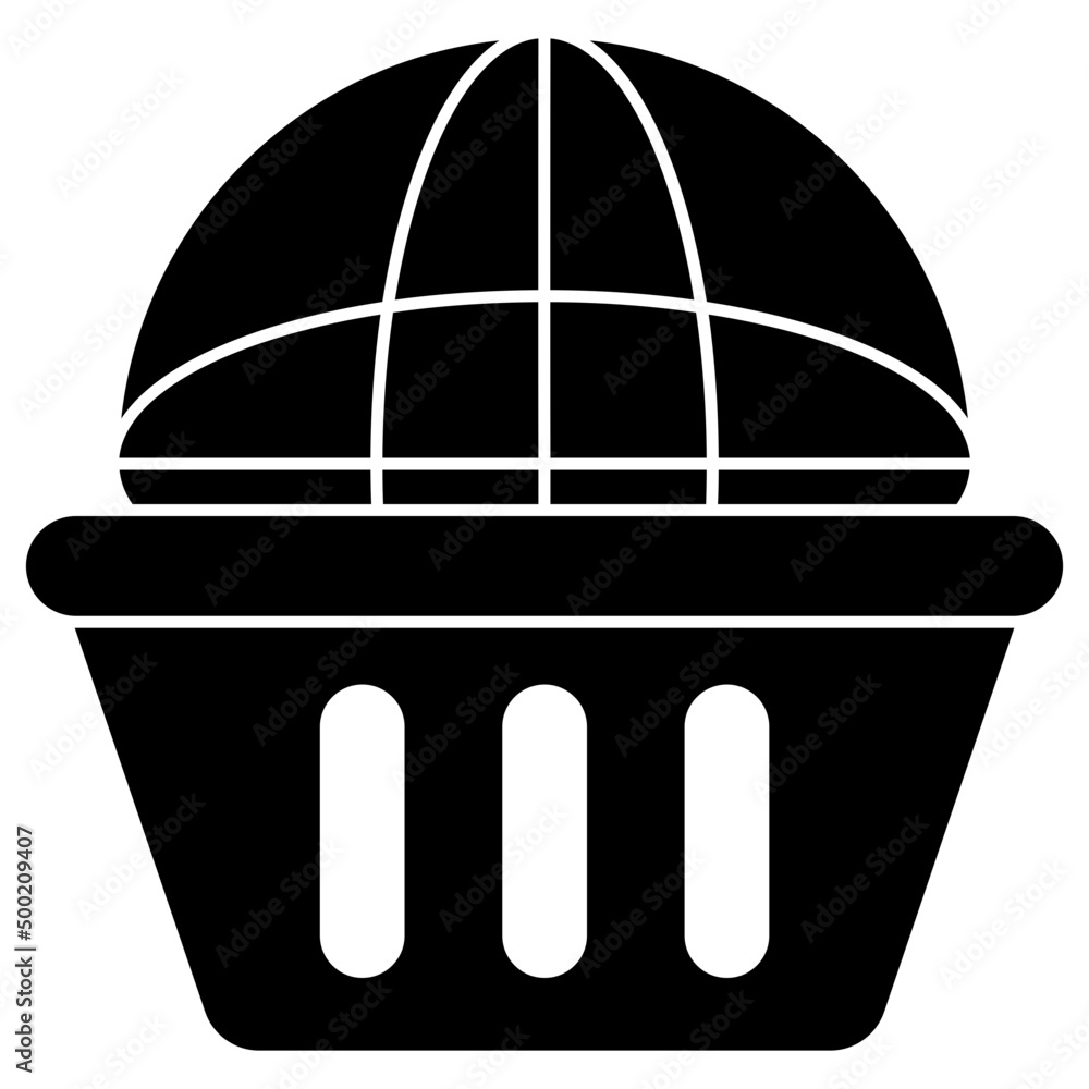 Conceptual solid design icon of global shopping Conceptual solid design icon of global shopping