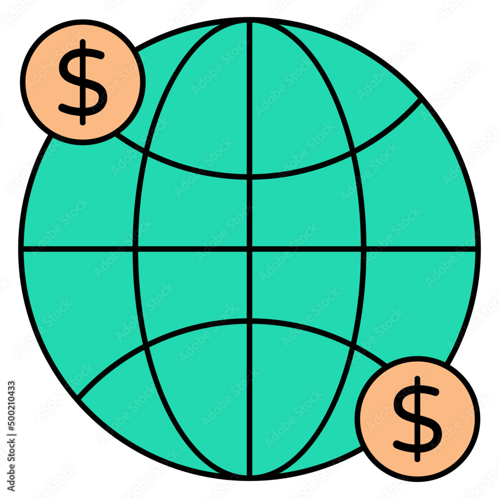 An editable design icon of global money An editable design icon of global money