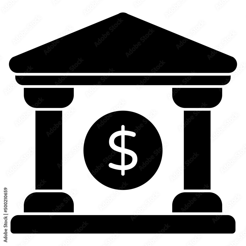 Dollar on building showcasing bank building icon Dollar on building showcasing bank building icon