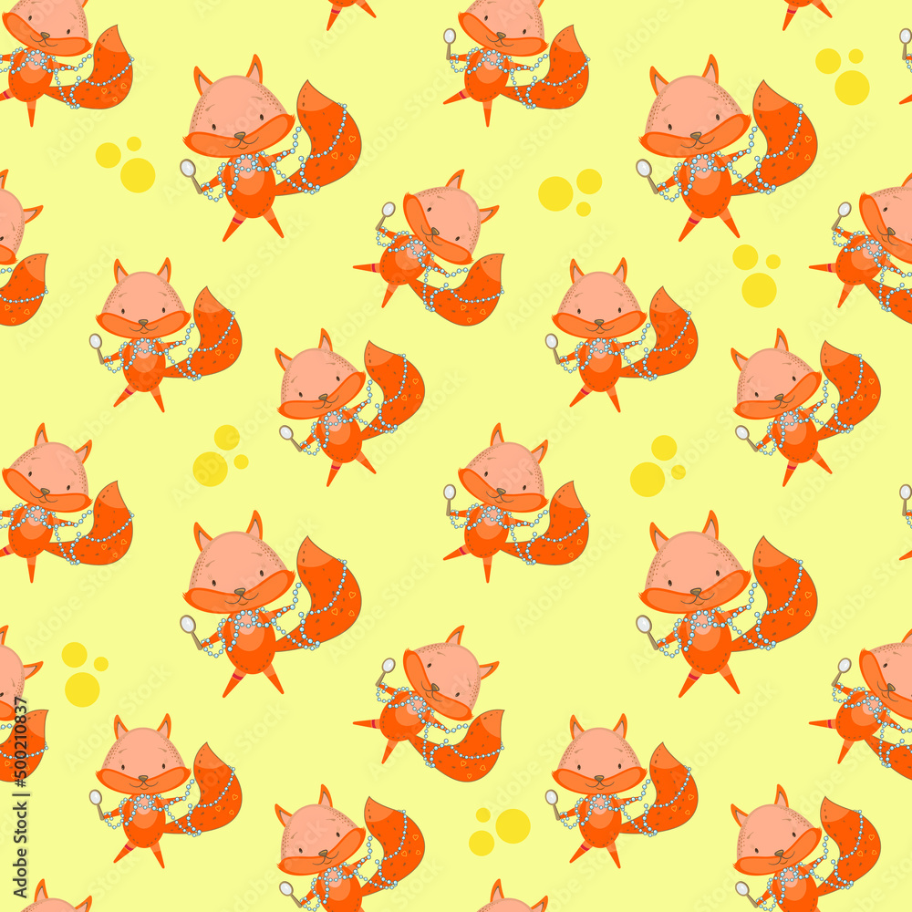 Obraz premium Pattern. Vector image of a small fox, background, postcard, design.