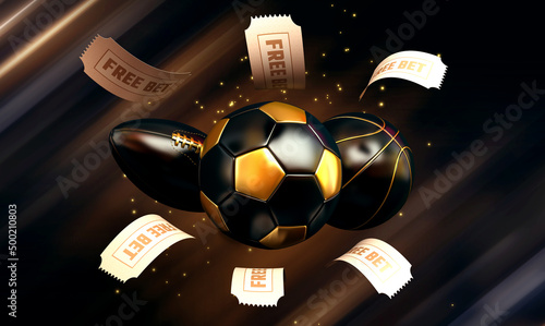 Canvas Print free bet betting gambling soccer football balls banner 3d render 3d rendering il