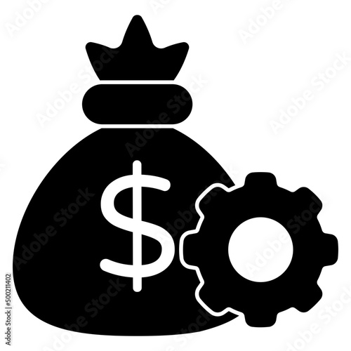 Trendy design of money management, dollar inside gear 