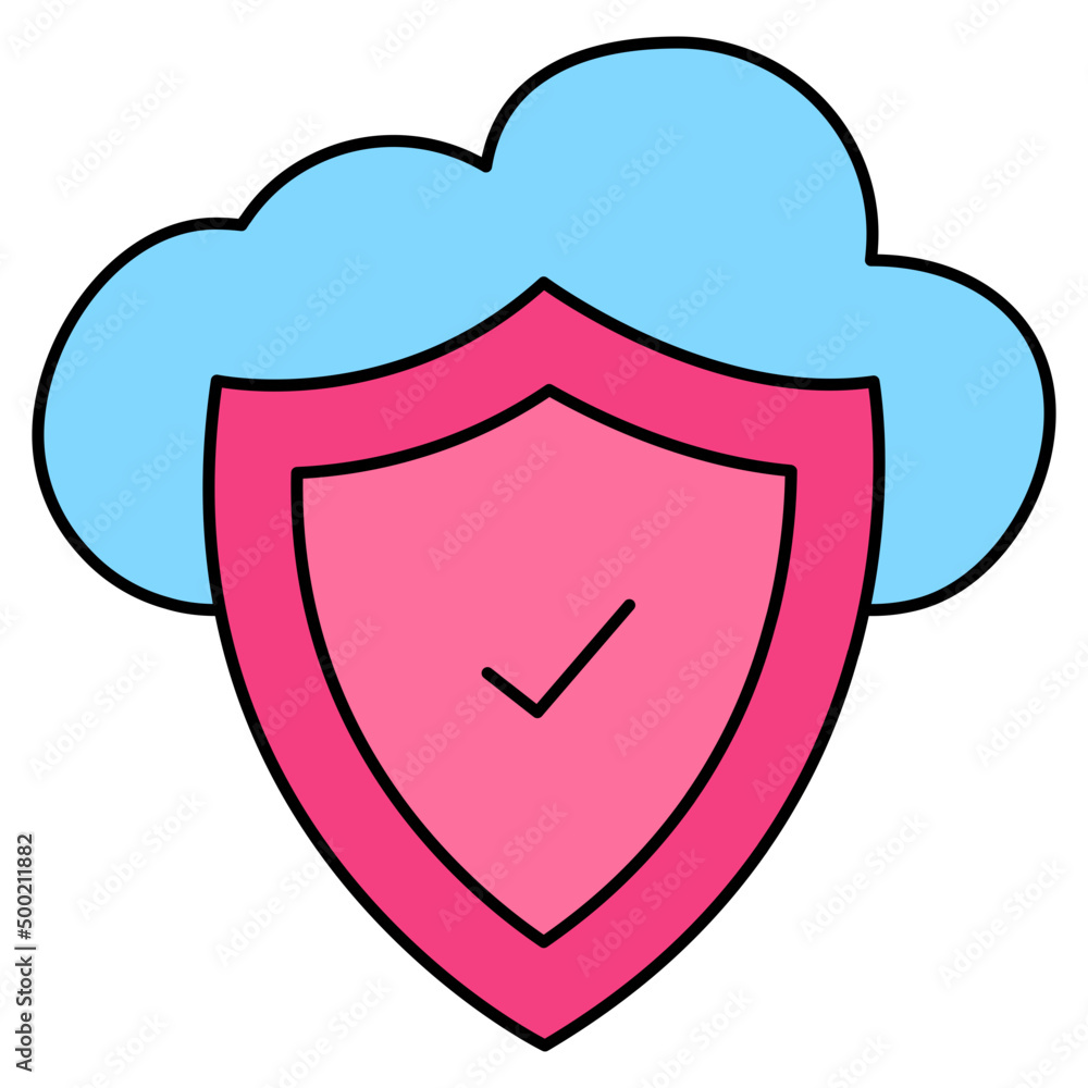 An editable design icon of cloud security An editable design icon of cloud security
