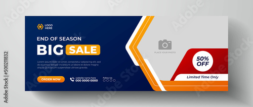 Big sale facebook cover page design, web banner for mega sale, flash sale banner template