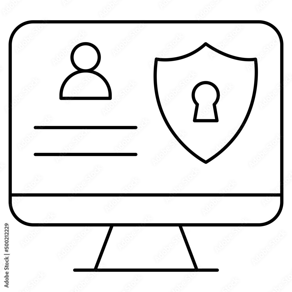 Online account security icon in linear design