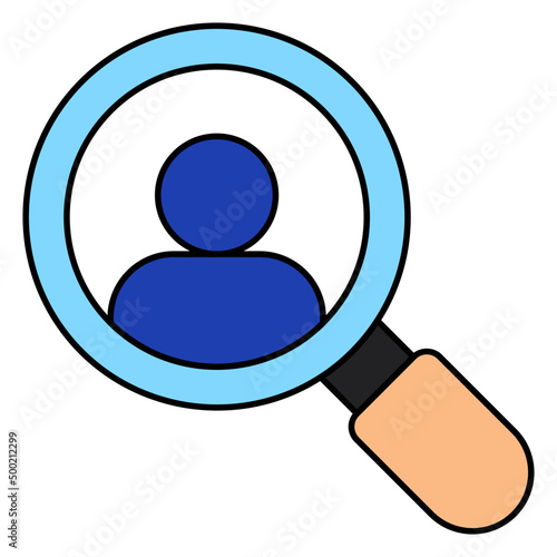Avatar under magnifying glass, concept of headhunting