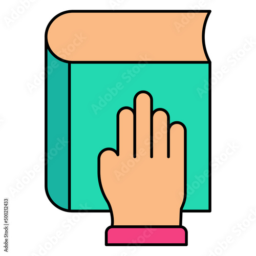 Hand on book denoting concept of oath
