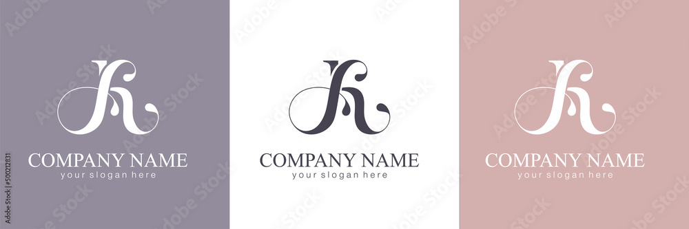 Fototapeta premium AK letter monogram. Elegant luxury KA logo. Calligraphic style. Vector design. Luxurious linear creative monogram.