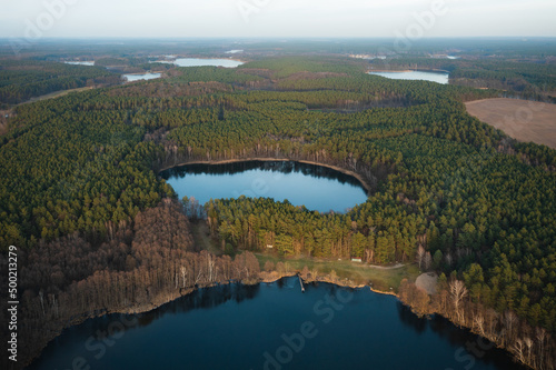 Mecklenburger Seenplatte Seenlandschaften aus der Luft  Wald Sonnenuntergang Norddeutschland Naturschutz Klimaschutz Waldbau