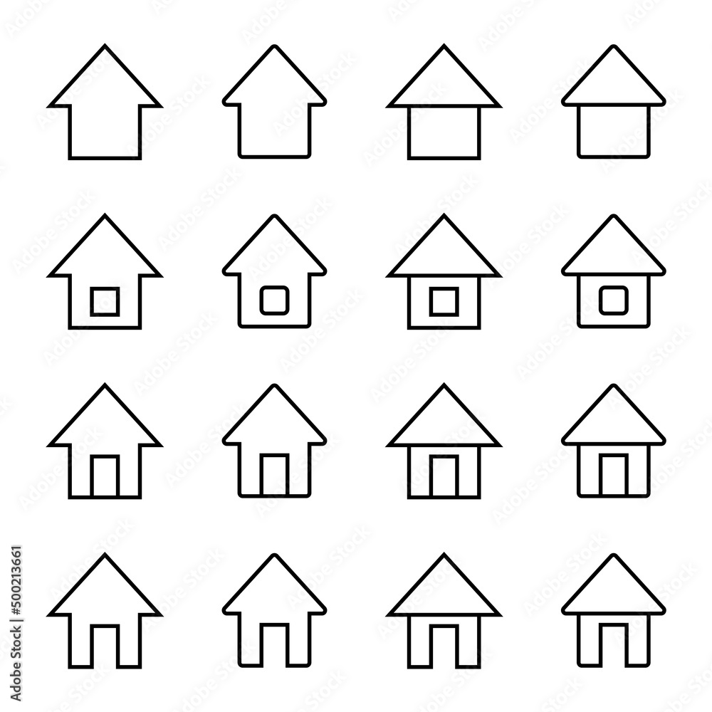 Home icon set. House line icons