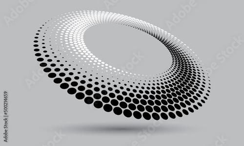 Abstract dotted vector background. Halftone effect with black and white dots. Spiral dotted background or icon.
