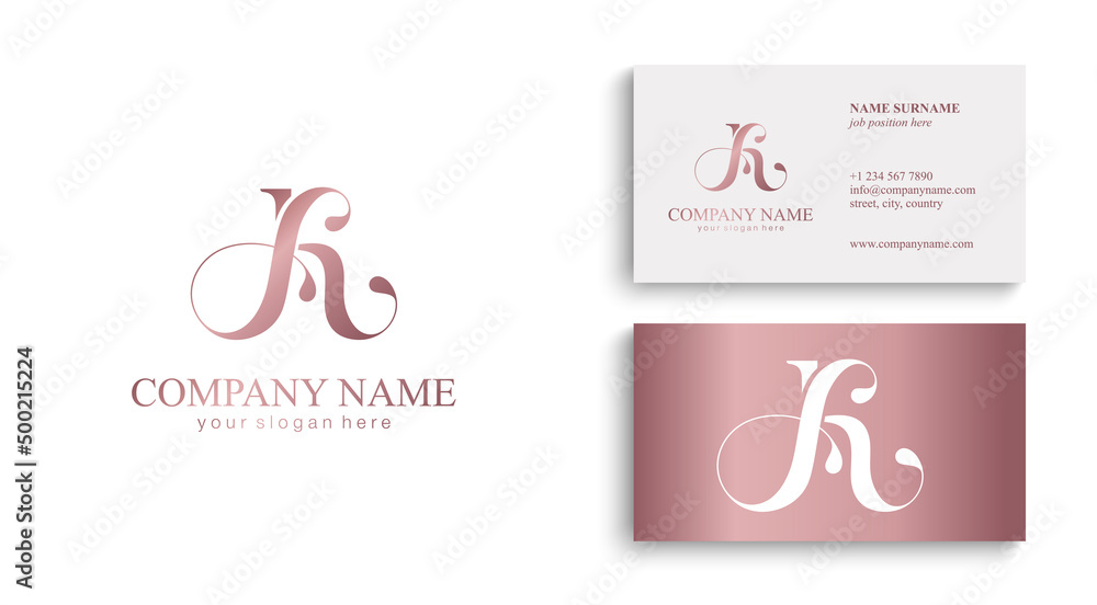 Obraz premium AK letter monogram. Elegant luxury KA logo. Calligraphic style. Vector design. Luxurious linear creative monogram.