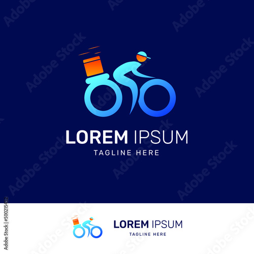 Package sender logo, delivery service logo, cyclist logo. With a very elegant gradient color.