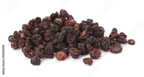 Heap of tasty dried currants on white background