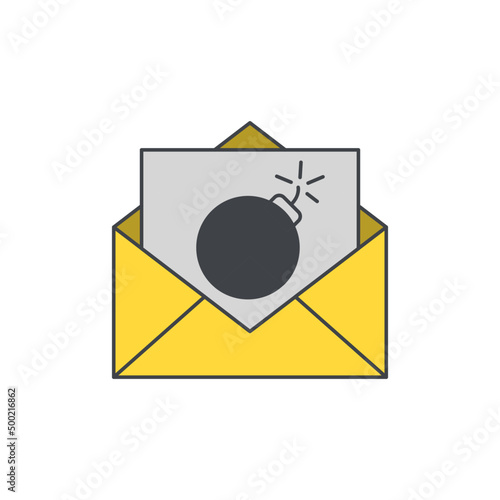 Mail bomb icon in color icon, isolated on white background 