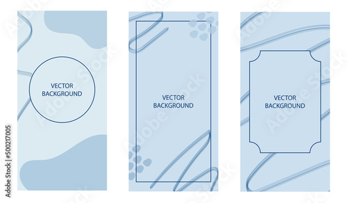 Set of abstract vector modern stories template with spots. Vector illustration background. Abstract pastel patterns for social media story, poster.