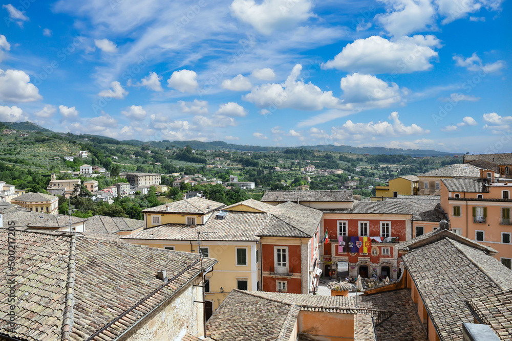 Panoramic view of Arpino, a village in Lazio region, Italy.