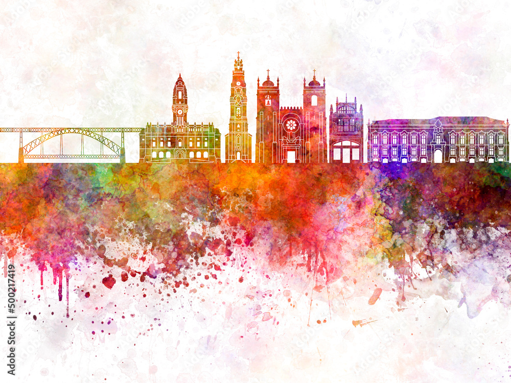 Obraz premium porto V2 skyline in watercolor background