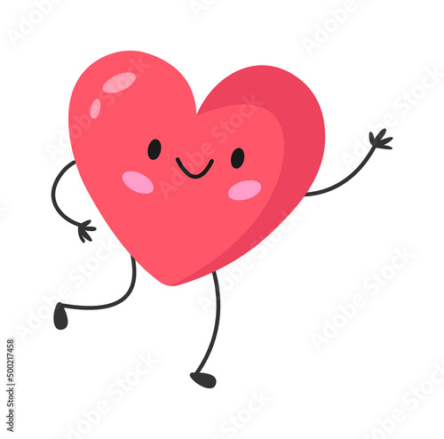 Running Cartoon Heart. Vector illustration