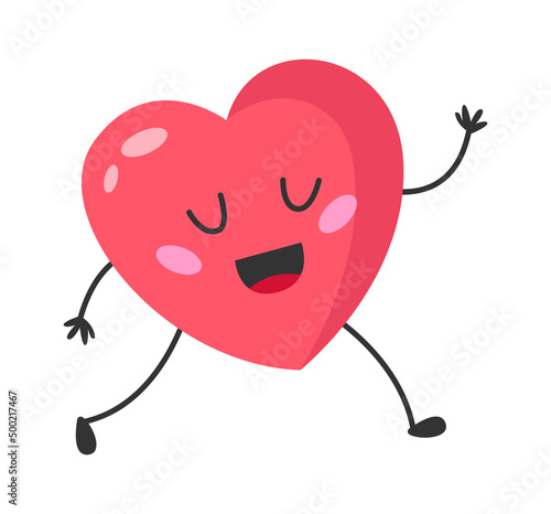Singing Cartoon Heart. Vector illustration