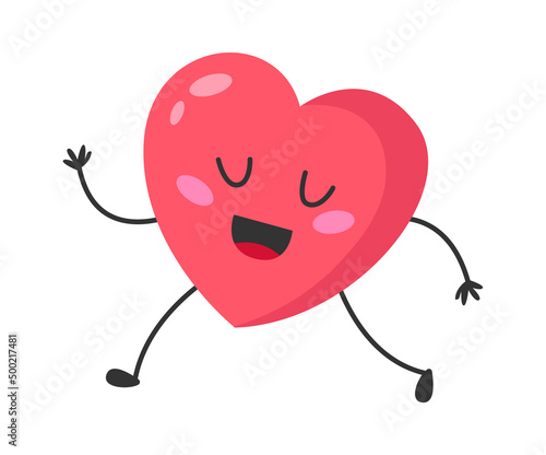 Singing Cartoon Heart. Vector illustration