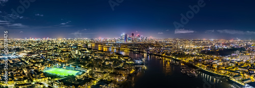 Drone shot of Canary Wharf, London looking east © mark