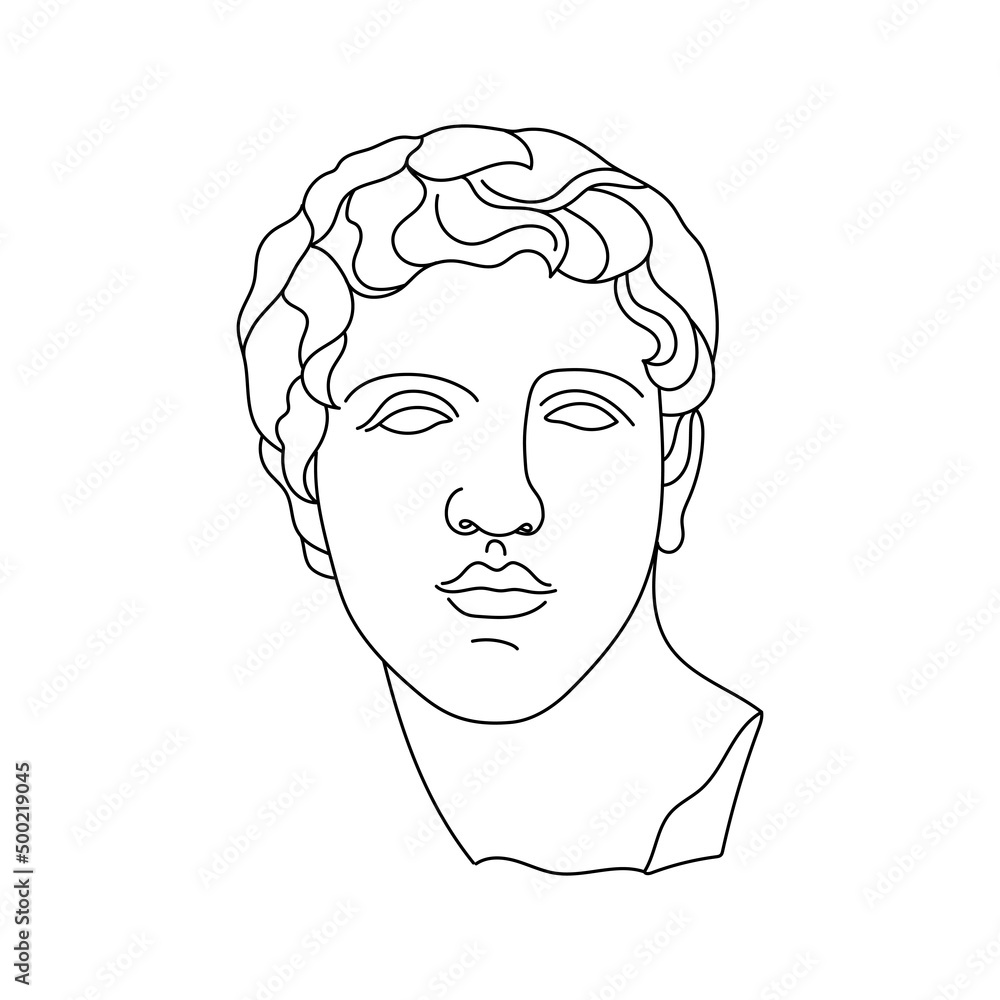 Aesthetic Greek Sculpture Line Art. Greece man. Bohemian antique classic statues Aesthetic Greek Sculpture Line Art. Greece man. Bohemian antique classic statues