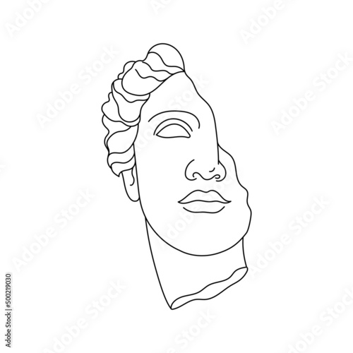 Aesthetic Greek Sculpture Line Art.  Greece woman. Bohemian antique classic statues