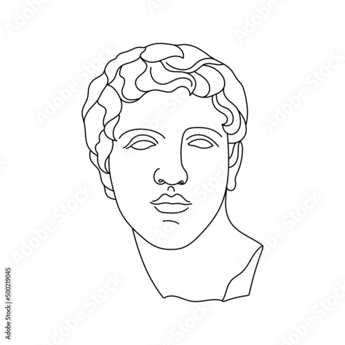 Aesthetic Greek Sculpture Line Art.  Greece man. Bohemian antique classic statues
