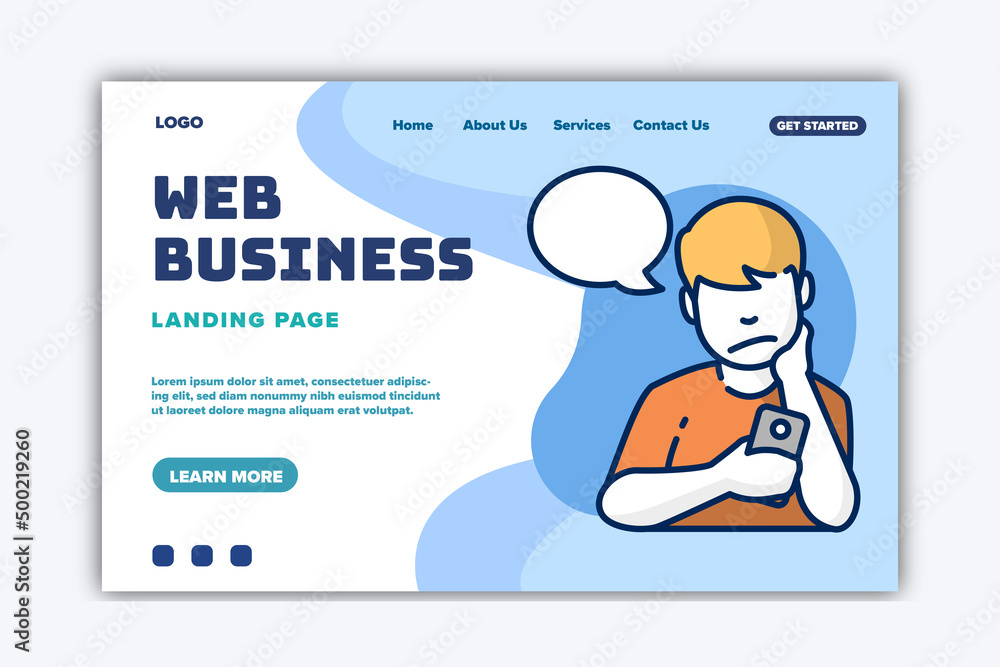 editable landing page template of web business. Modern flat design concept of web page design for website and mobile website. editable landing page template of web business. Modern flat design concept of web page design for website and mobile website.