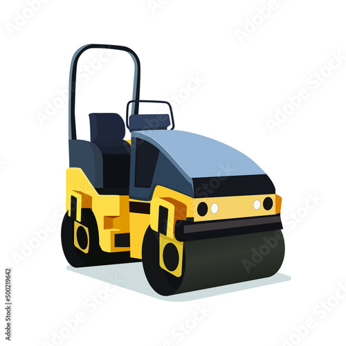 Compactor roller isolated on the white background. Vector illustration