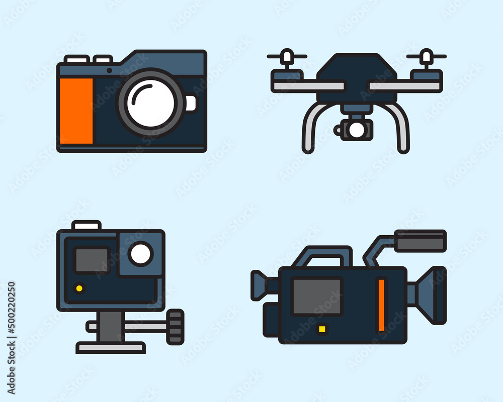 set of cameras vector illustration. collection of modern digital camera in flat design style. professional photography and film tools set of cameras vector illustration. collection of modern digital camera in flat design style. professional photography and film tools