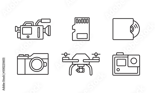set of cameras vector illustration. collection of modern digital camera in flat design style. professional photography and film tools