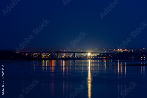 Bideford Motorway Bridge in Evening Moonlight