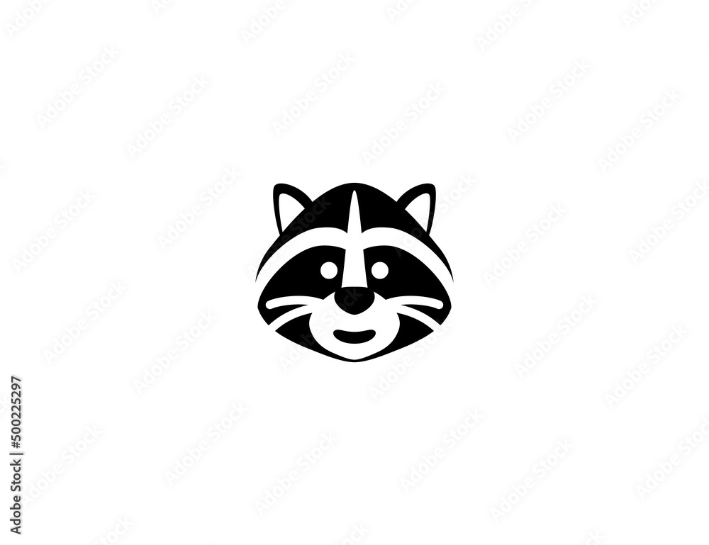Raccoon vector icon. Isolated raccoon face, head flat illustration Raccoon vector icon. Isolated raccoon face, head flat illustration
