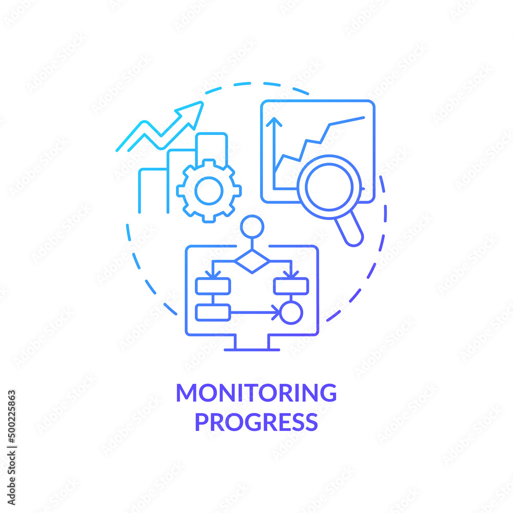Monitoring progress blue gradient concept icon. Business analytics task