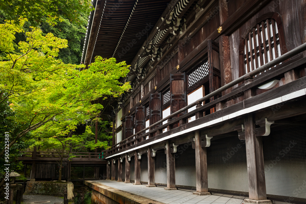 The outer wooden structure of Eikan-do (or Zenrin-ji) Buddhist temple in Kyoto