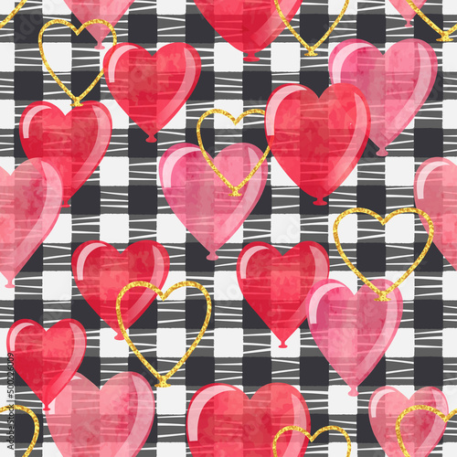 Seamless heart balloons pat...