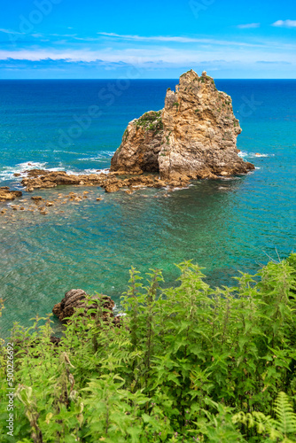 Islote de los Picones, Beach of Castiellu, Cantabrian Sea, Pendueles, Llanes, Asturias, Spain, Europe